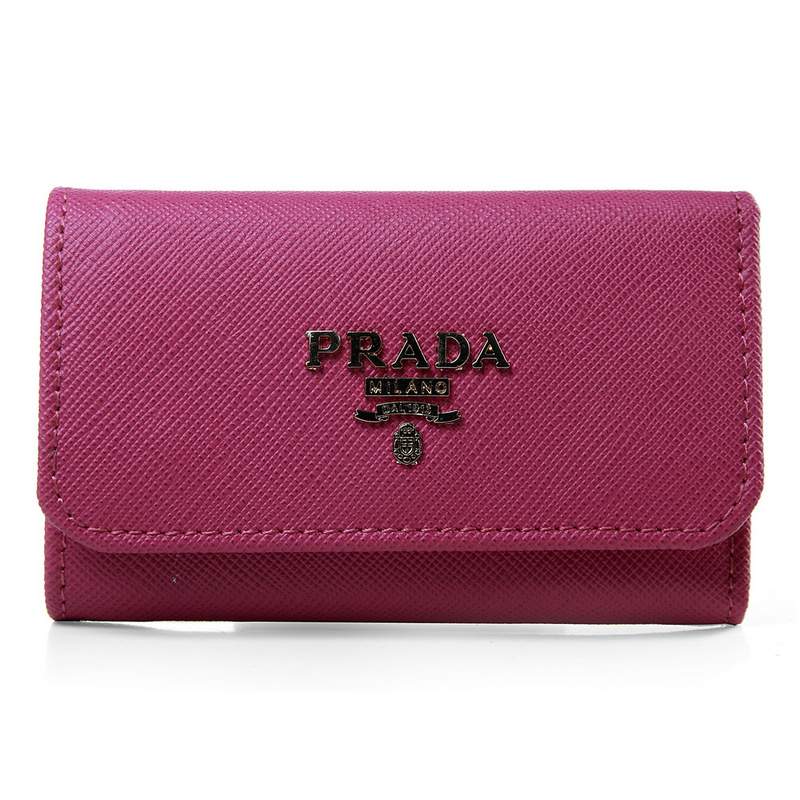 Knockoff Prada Real Leather Wallet 1139 rose red - Click Image to Close